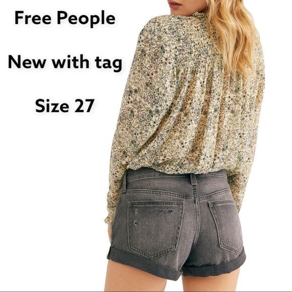 FREE PEOPLE denim black shorts 27 - Picture 3 of 12